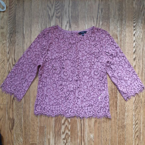 3/4 sleeve lilac lace top - Picture 1 of 2